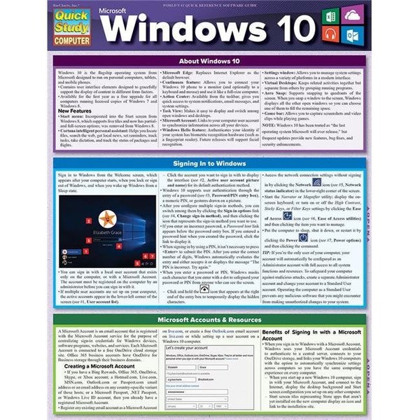 Barcharts Publishing BarCharts Publishing 9781423226017 Microsoft Windows 10 Guide 9781423226017